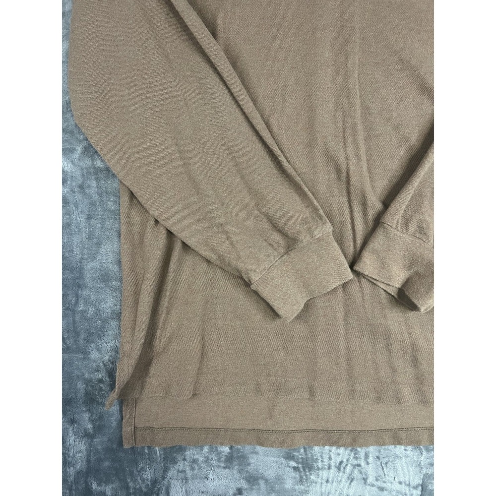 Polo Ralph Lauren Men's XL Brown Solid Long Sleeve Polo Collared Cotton Logo - Picture 6 of 15